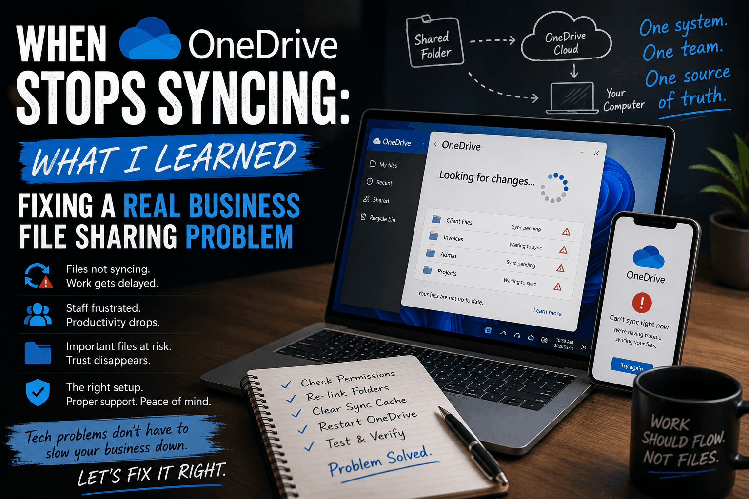 When OneDrive stops syncing — fixing a real business file-sharing problem